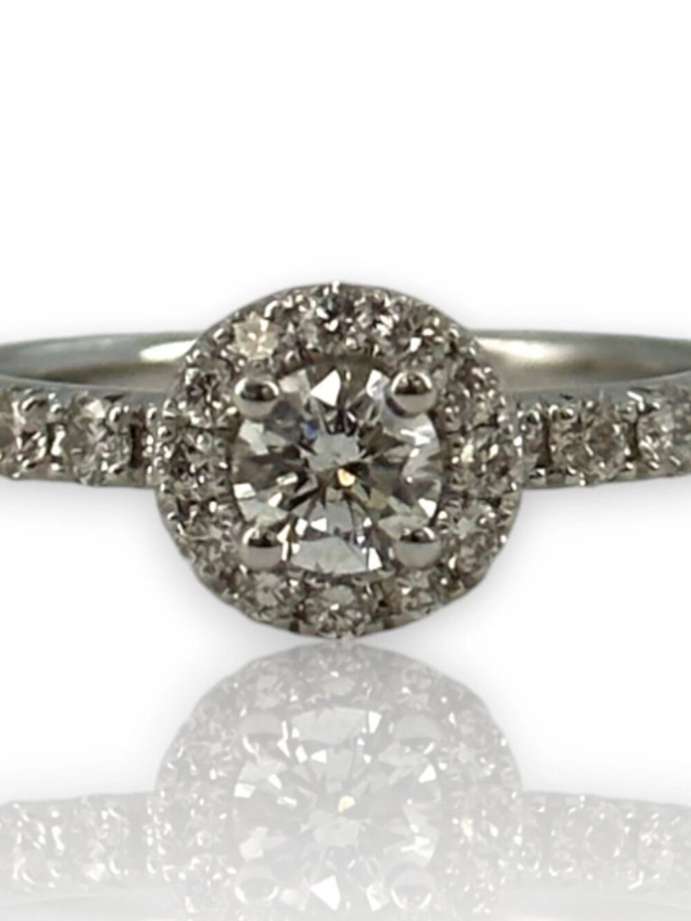 Vera Wang Love Collection Diamond Engagement Ring 14K White Gold Halo Size 6.5
